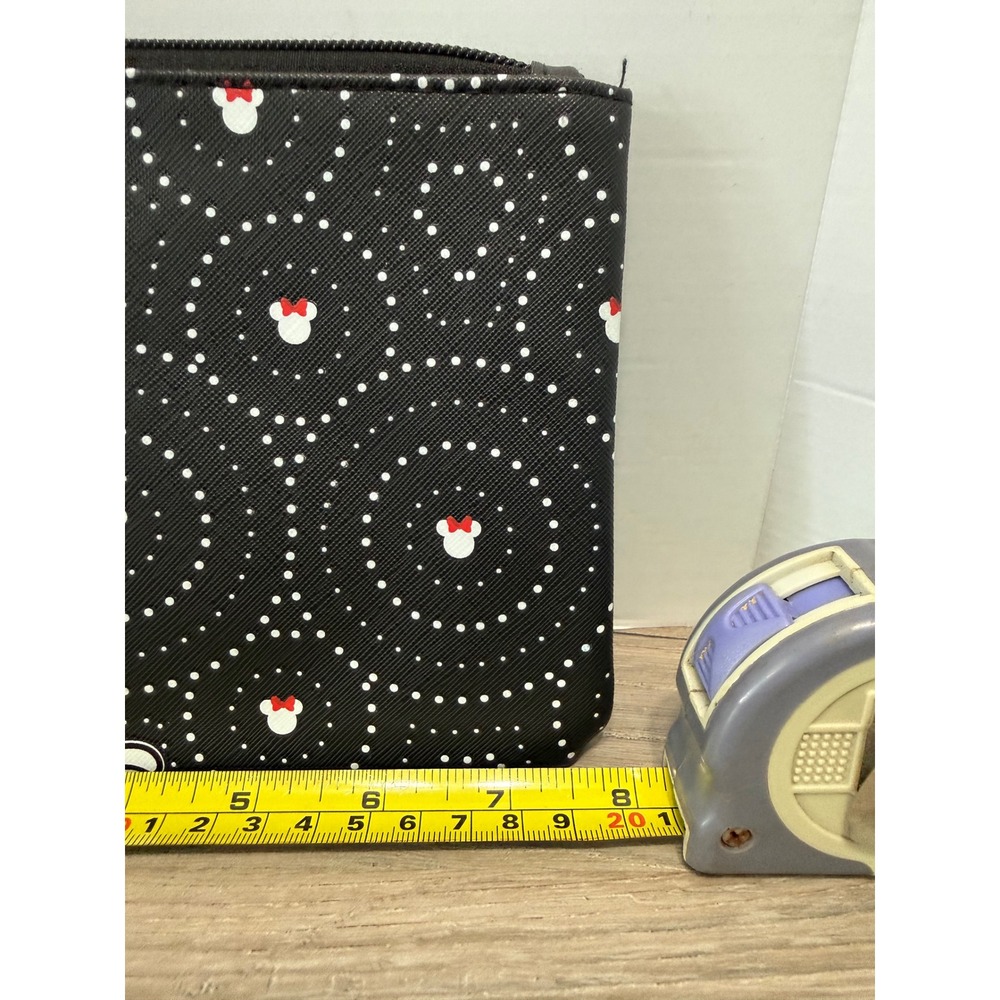 Disney Minnie Mouse Wristlet Pouch Bioworld Black Polka Dot Initial M Charm NEW - Picture 7 of 8